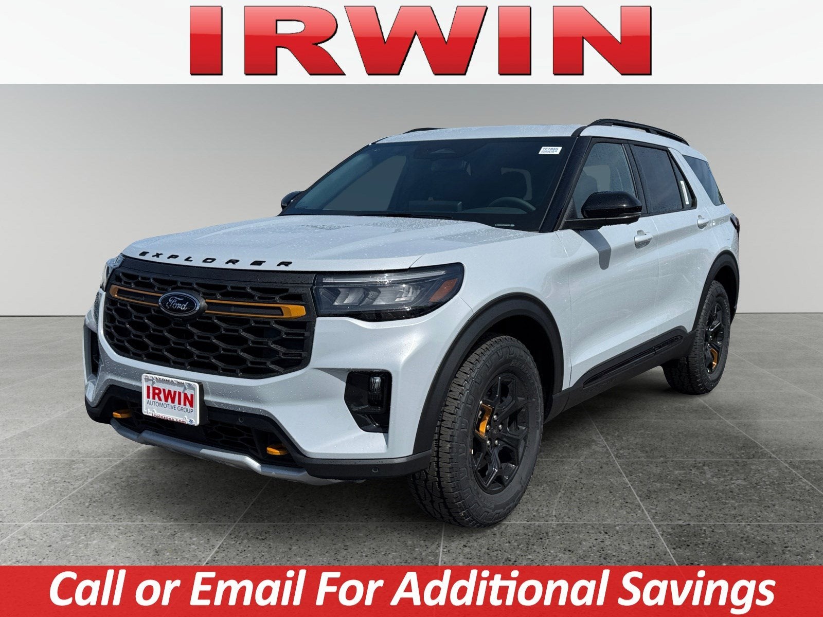 2026 Ford Explorer Tremor in White — front three-quarter view