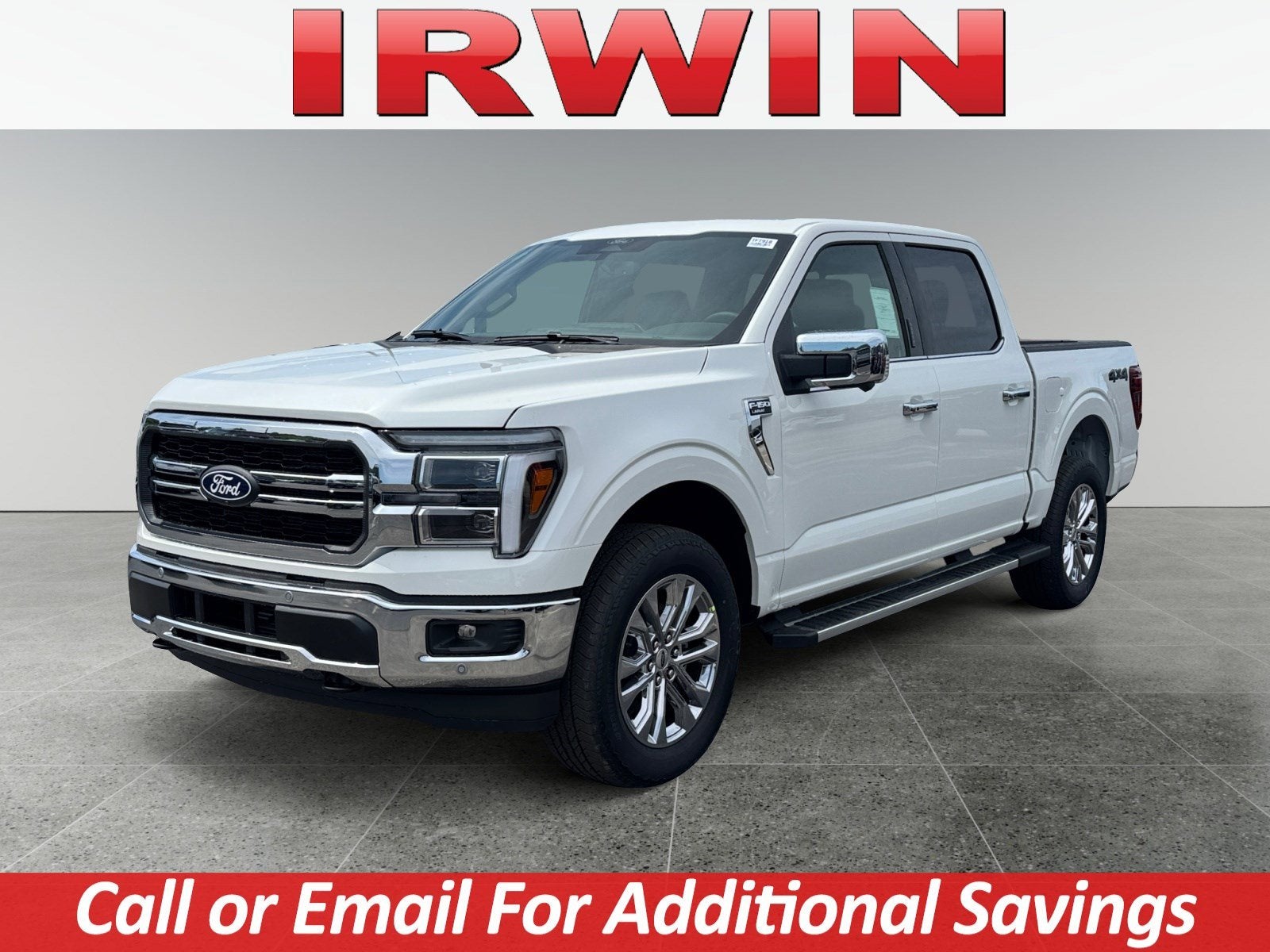 2026 Ford F-150 LARIAT in White — front three-quarter view