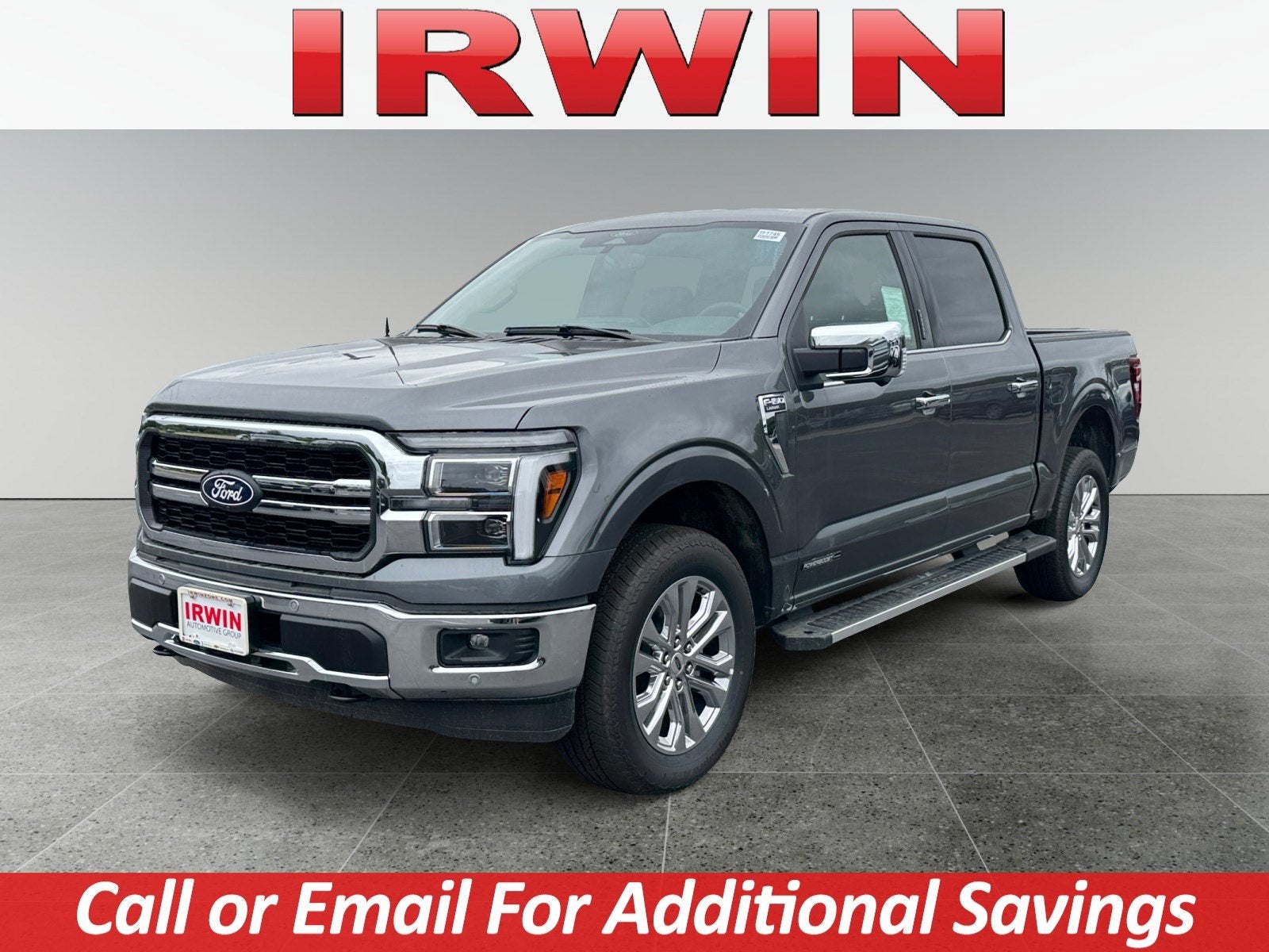2026 Ford F-150 LARIAT in Gray — front three-quarter view